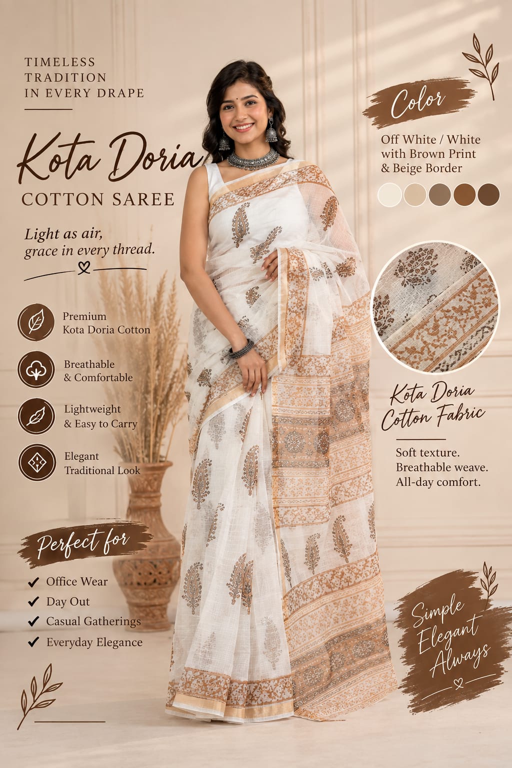 Kota doroa cotton saree