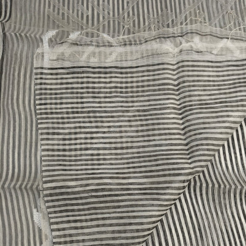 Handloom silk lilen stripped sareee