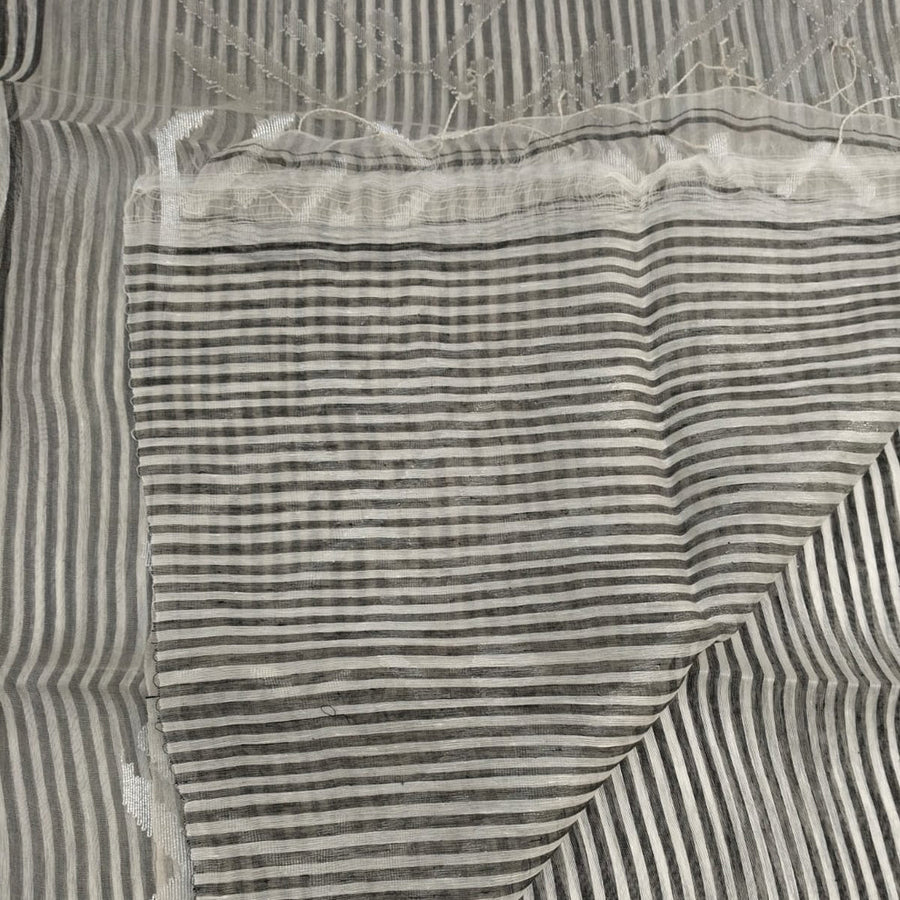 Handloom silk lilen stripped sareee