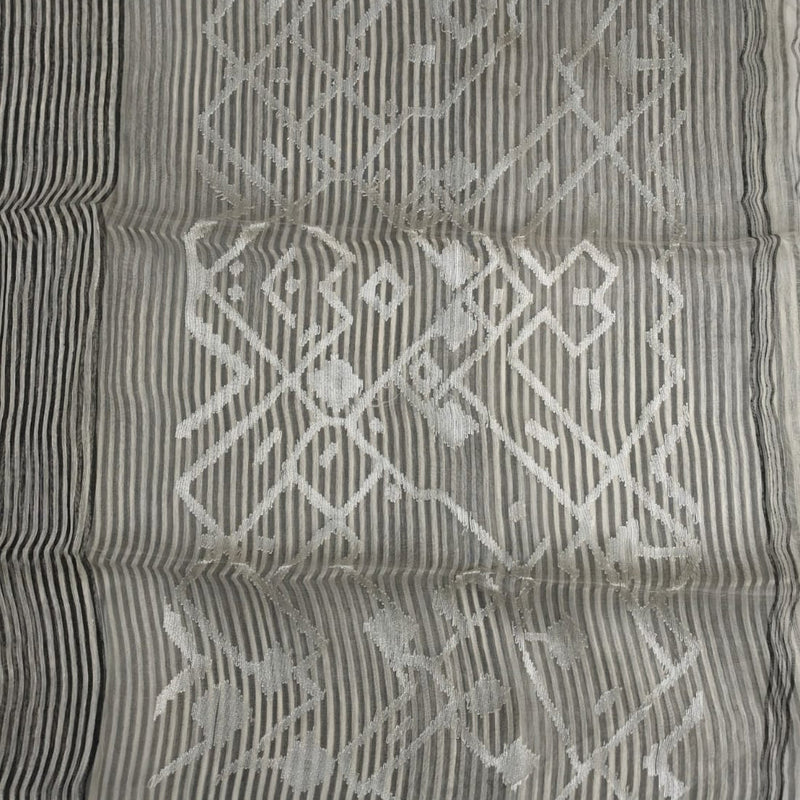 Handloom silk lilen stripped sareee