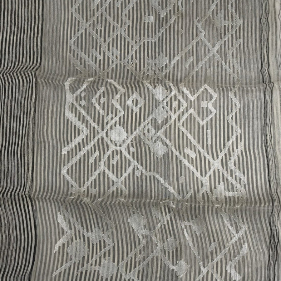 Handloom silk lilen stripped sareee