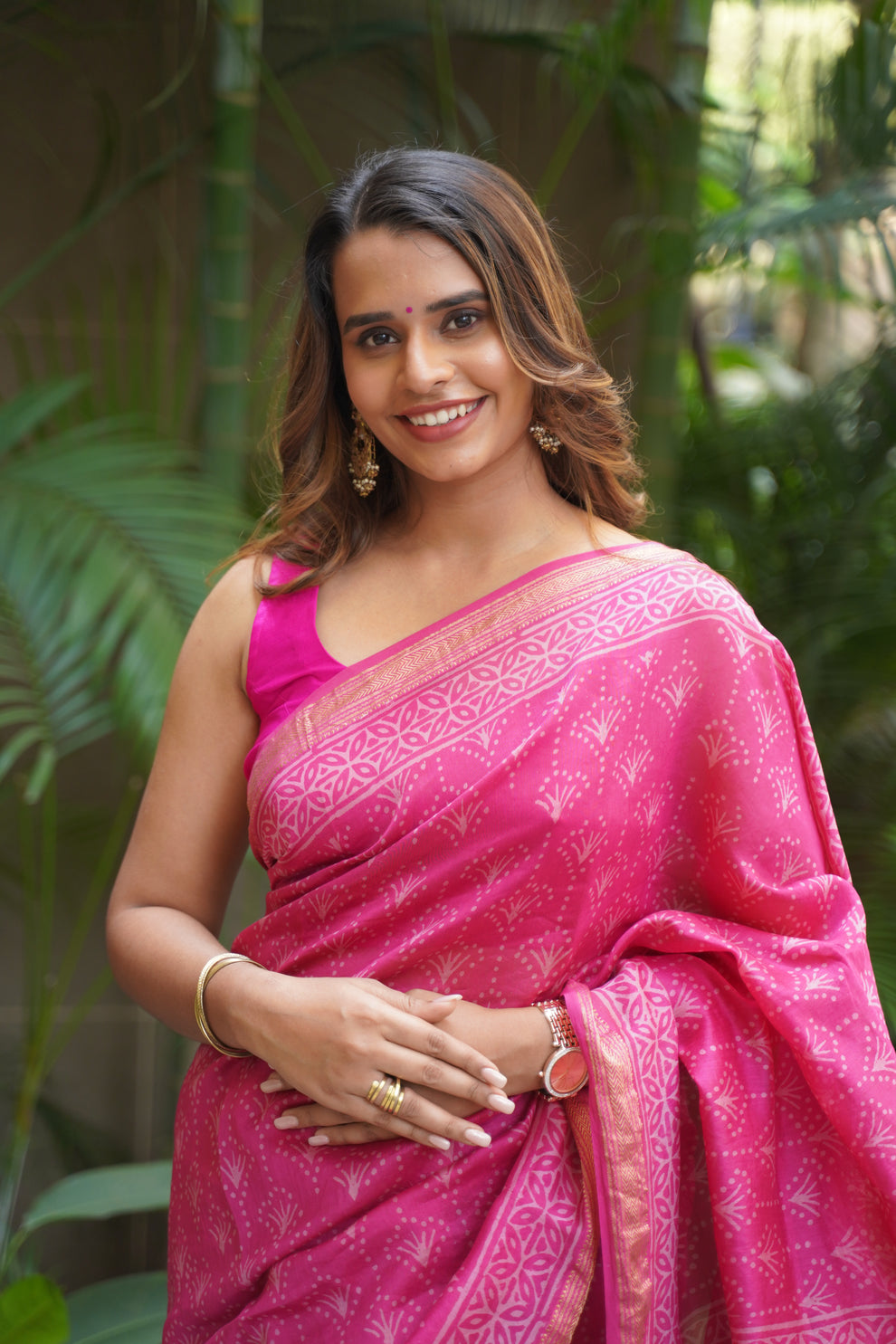 Maheshwari cotton silk Deep pink Masheshwari cotton silk